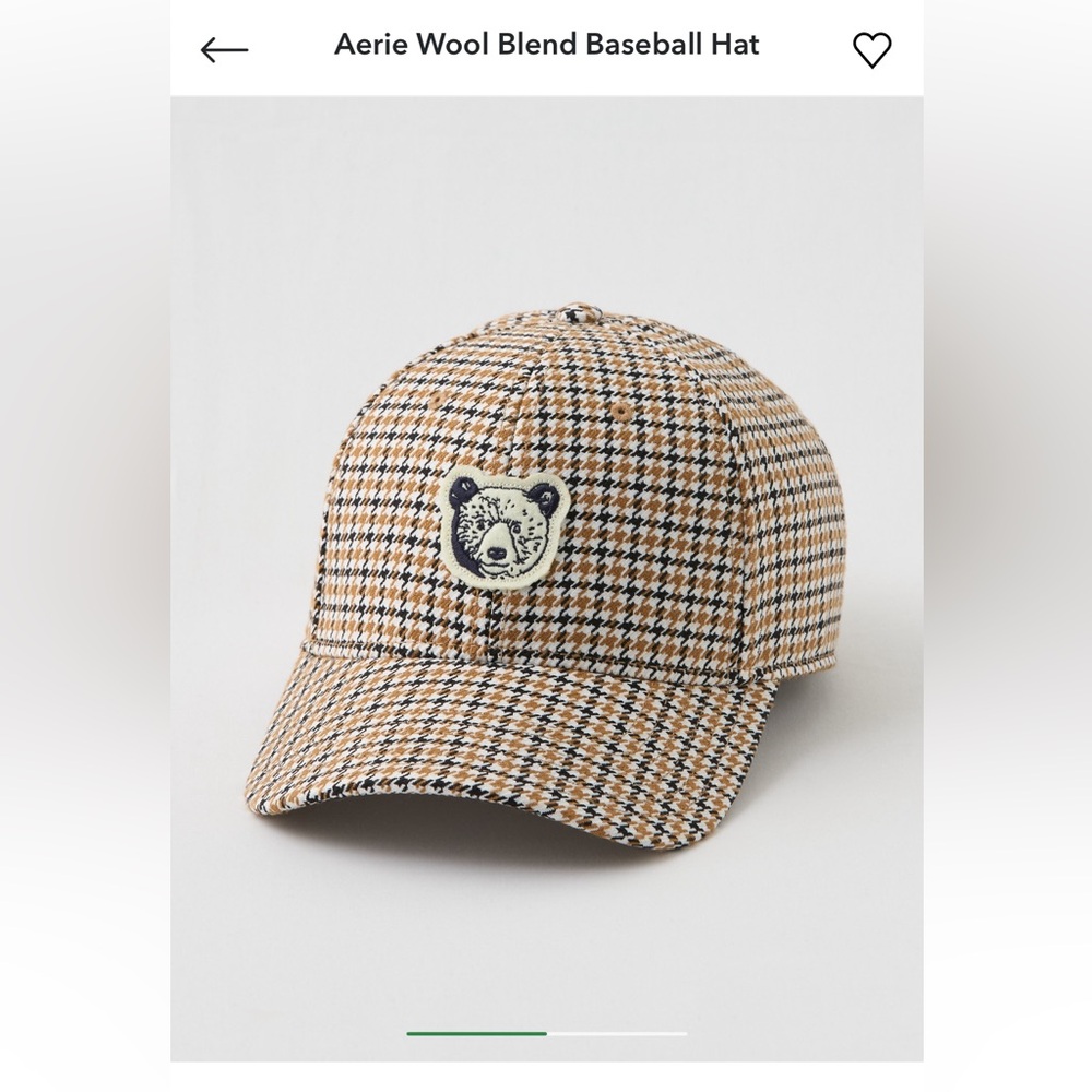 Aerie Wool Blend Baseball Hat Bear Houndstooth